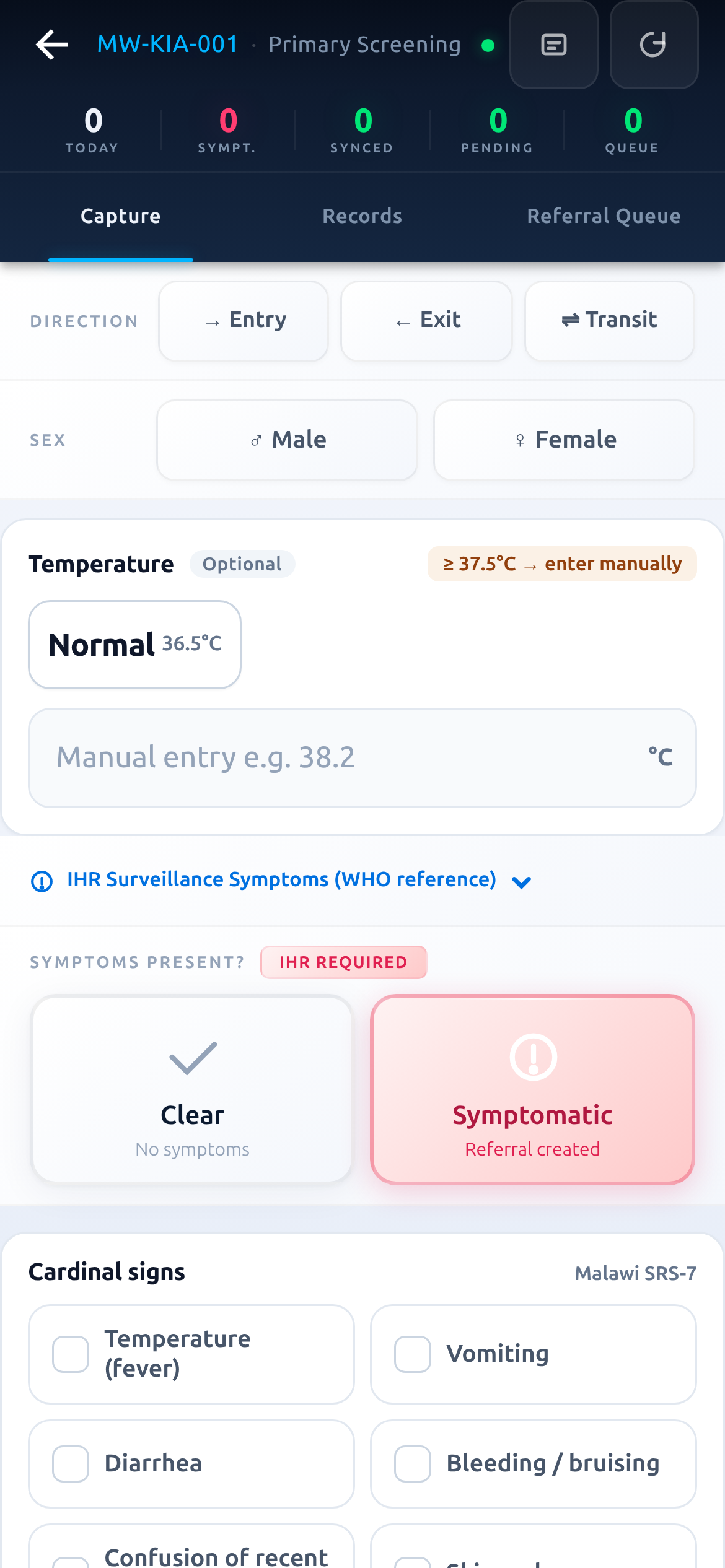 When a traveller is symptomatic
