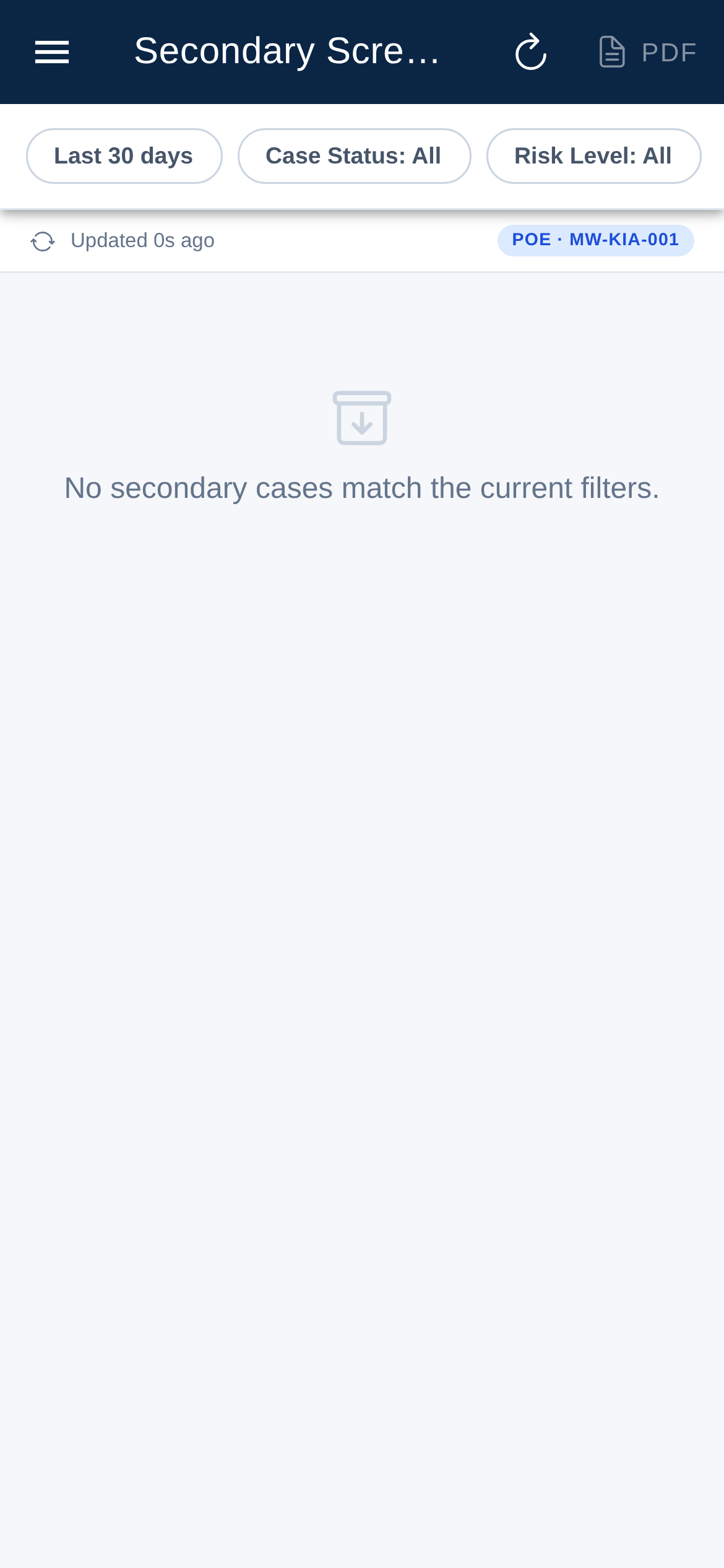 Secondary screening report