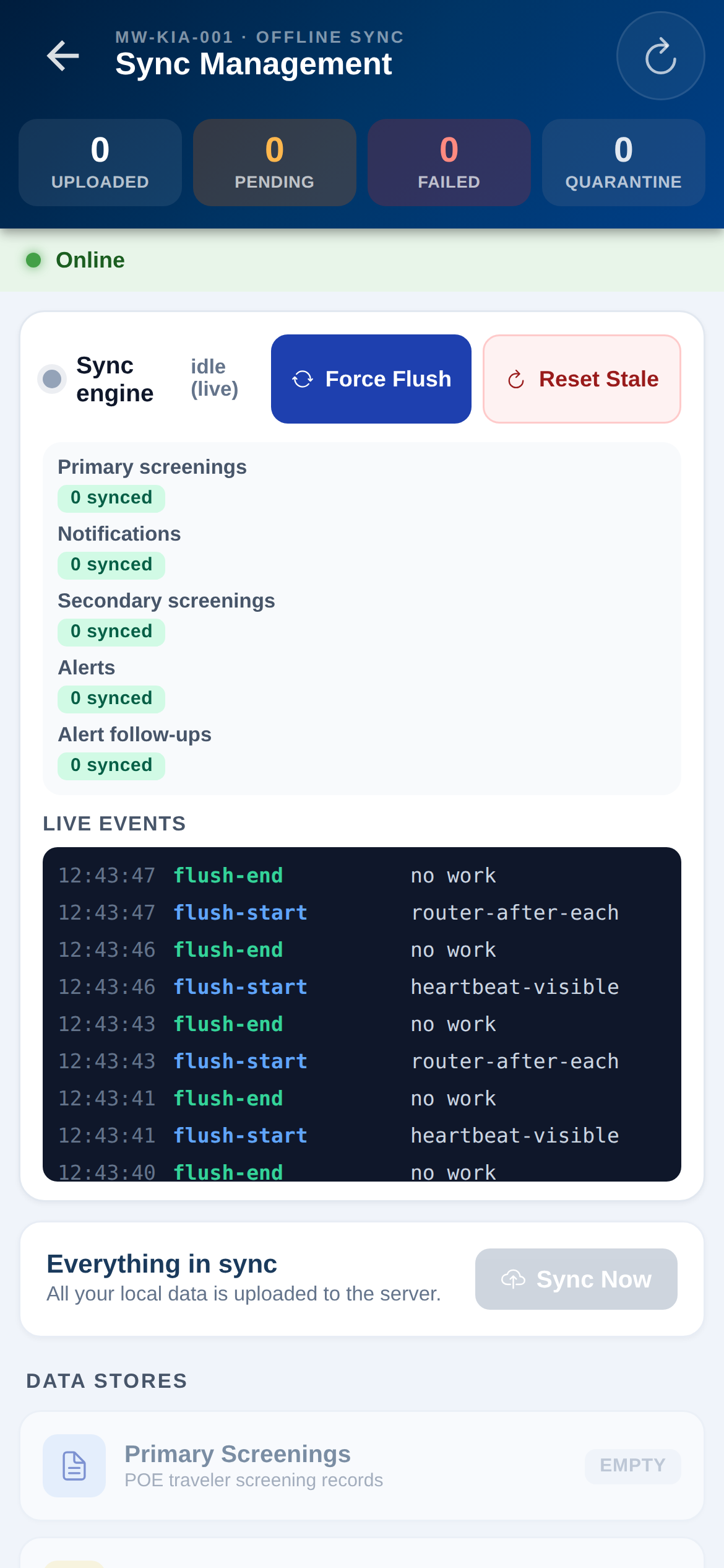 Sync management