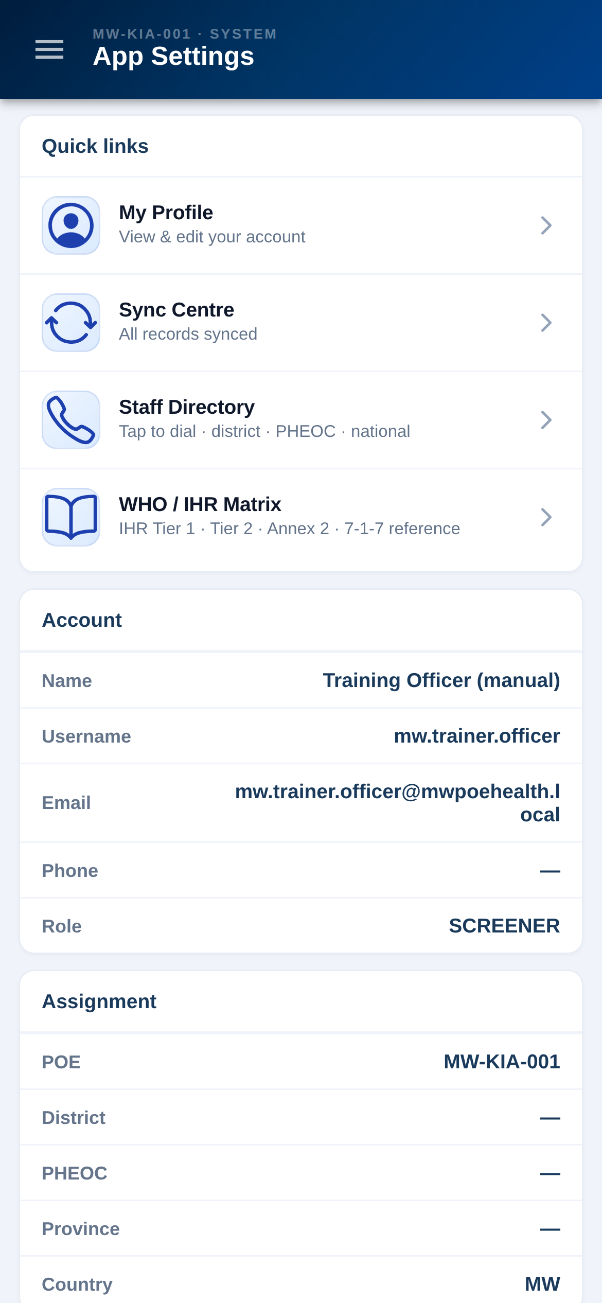 App settings